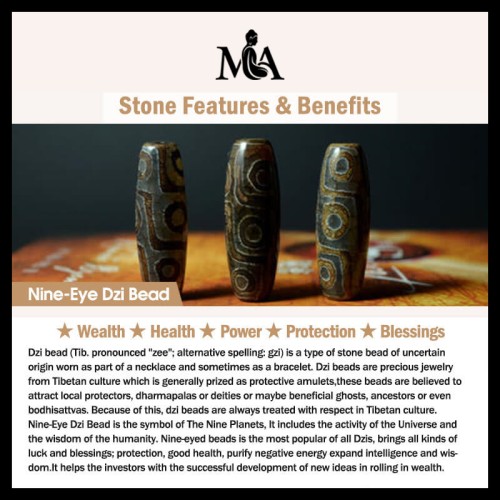 Nine-Eye Dzi Bead Bodhi Seed Lotus Protection Brooch