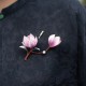 Handmade Yangzhou Velvet Mulberry Silk Purple Magnolia Brooch & Hairpin