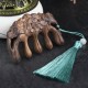 Green Sandalwood Plum Blossom Koi Fish Engraved Comb