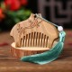 Green Sandalwood Fox Peony Lotus Engraved Comb Green Sandalwood Fox Peony Lotus Engraved Comb