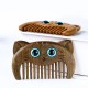 Simple Cat Pattern Green Sandalwood Portable Comb