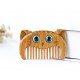 Simple Cat Pattern Green Sandalwood Portable Comb