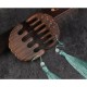 Green Sandalwood Plum Blossom Koi Fish Engraved Comb