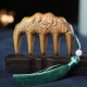 Green Sandalwood Plum Blossom Koi Fish Engraved Comb