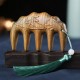 Green Sandalwood Plum Blossom Koi Fish Engraved Comb