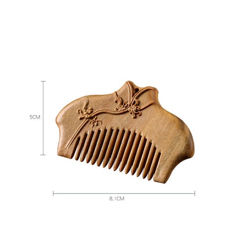 Green Sandalwood Flower Engraved Soothing Comb
