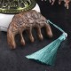 Green Sandalwood Plum Blossom Koi Fish Engraved Comb