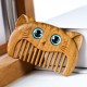 Simple Cat Pattern Green Sandalwood Portable Comb