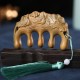 Green Sandalwood Plum Blossom Koi Fish Engraved Comb