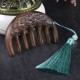 Green Sandalwood Plum Blossom Koi Fish Engraved Comb