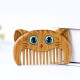 Simple Cat Pattern Green Sandalwood Portable Comb