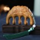Green Sandalwood Plum Blossom Koi Fish Engraved Comb