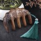 Green Sandalwood Plum Blossom Koi Fish Engraved Comb