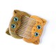 Simple Cat Pattern Green Sandalwood Portable Comb