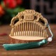 Green Sandalwood Fox Peony Lotus Engraved Comb Green Sandalwood Fox Peony Lotus Engraved Comb