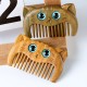 Simple Cat Pattern Green Sandalwood Portable Comb