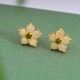925 Sterling Silver Hetian Jade Luck Flower Stud Earrings 925 Sterling Silver Hetian Jade Luck Flower Stud Earrings