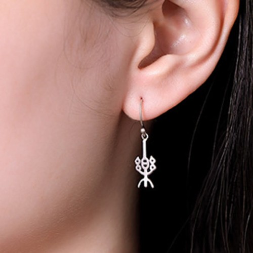 925 Sterling Silver Chinese 'Ping An' 'Xi Le' Protection Earrings