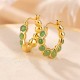 925 Silver Gold-Plated Hetian Cyan Jade Pea Earrings