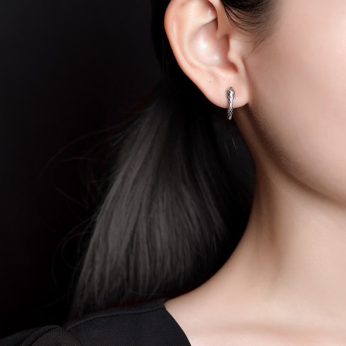 925 Silver Green-Eyed Snake Year of the Snake Earrings