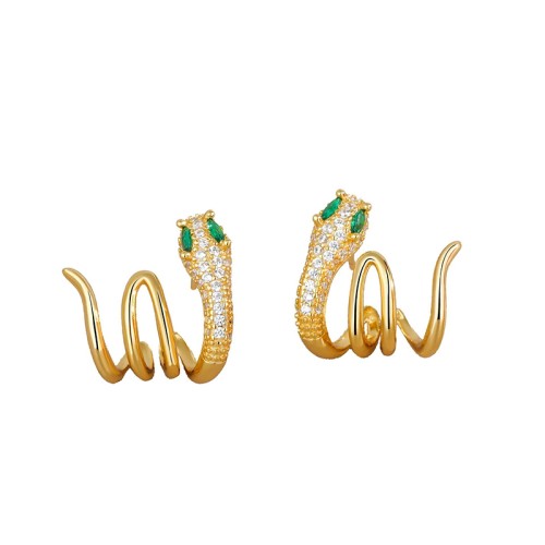 925 Sterling Silver Green-eyed Snake Year of the Snake Earrings