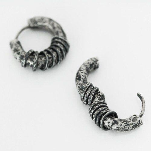 925 Sterling Silver Hand-hammered Protection Earrings 925 Sterling Silver Hand-hammered Protection Earrings