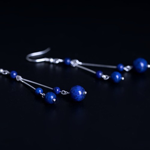 925 Sterling Silver Lazurite Serenity Drop Earrings