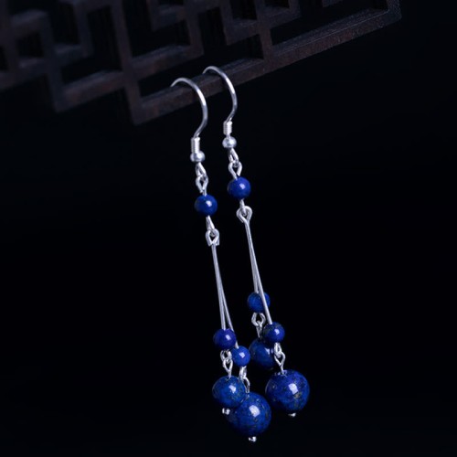 925 Sterling Silver Lazurite Serenity Drop Earrings