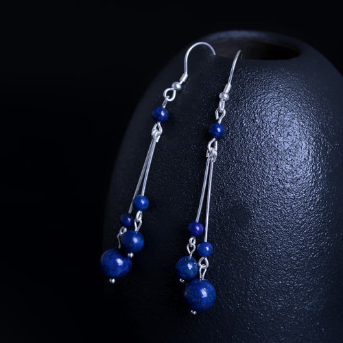 925 Sterling Silver Lazurite Serenity Drop Earrings