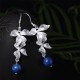 925 Sterling Silver Lazurite Ethnic Flower Earrings