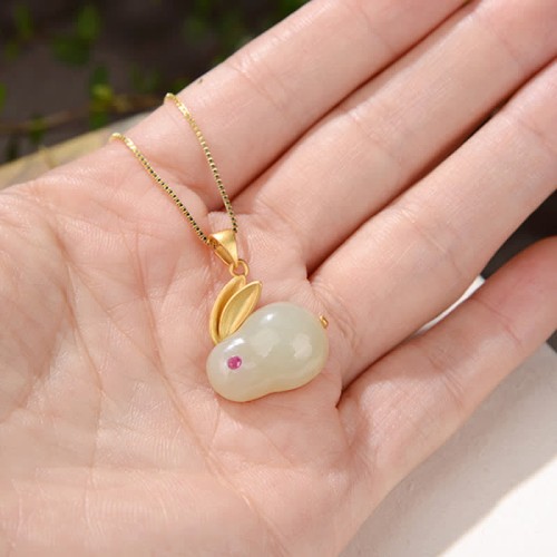 925 Silver Year of the Rabbit Hetian Jade Luck Set 925 Silver Year of the Rabbit Hetian Jade Luck Set