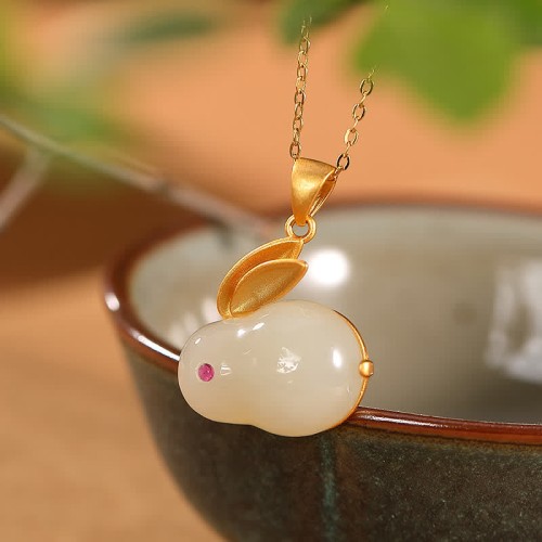 925 Silver Year of the Rabbit Hetian Jade Luck Set 925 Silver Year of the Rabbit Hetian Jade Luck Set