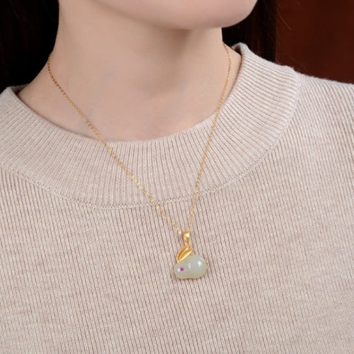 925 Silver Year of the Rabbit Hetian Jade Luck Set 925 Silver Year of the Rabbit Hetian Jade Luck Set