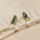 18K Gold-Plated Copper Pearl Butterfly Love Stud Earrings 18K Gold-Plated Copper Pearl Butterfly Love Stud Earrings