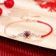 925 Sterling Silver Chinese Knotting Red Zircon Wealth Jewelry Set