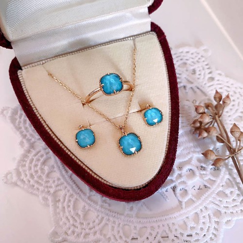 925 Silver Gold-Plated Turquoise Protection Set