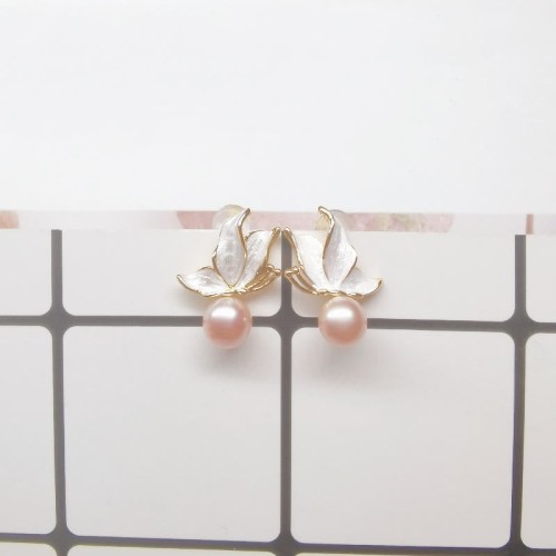 925 Sterling Silver Gold-Plated Natural Pearl Butterfly Wisdom Stud Earrings