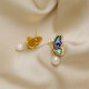 18K Gold-Plated Copper Pearl Butterfly Love Stud Earrings 18K Gold-Plated Copper Pearl Butterfly Love Stud Earrings