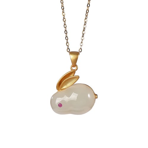 925 Silver Year of the Rabbit Hetian Jade Luck Set 925 Silver Year of the Rabbit Hetian Jade Luck Set