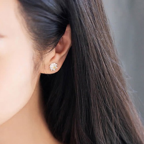 925 Silver Lotus Flower Balance Earrings