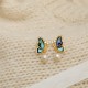 18K Gold-Plated Copper Pearl Butterfly Love Stud Earrings 18K Gold-Plated Copper Pearl Butterfly Love Stud Earrings