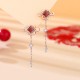 925 Sterling Silver Chinese Knotting Red Zircon Wealth Jewelry Set