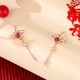 925 Sterling Silver Chinese Knotting Red Zircon Wealth Jewelry Set