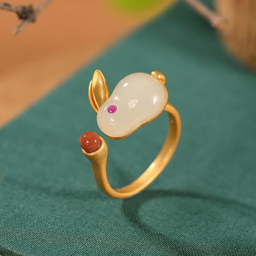 925 Silver Year of the Rabbit Hetian Jade Luck Set 925 Silver Year of the Rabbit Hetian Jade Luck Set