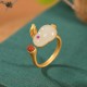 925 Silver Year of the Rabbit Hetian Jade Luck Set 925 Silver Year of the Rabbit Hetian Jade Luck Set