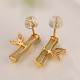925 Sterling Silver Hetian Cyan Jade Bamboo Luck Stud Earrings