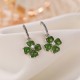 925 Sterling Silver Cyan Jade Four Leaf Clover Luck Earrings