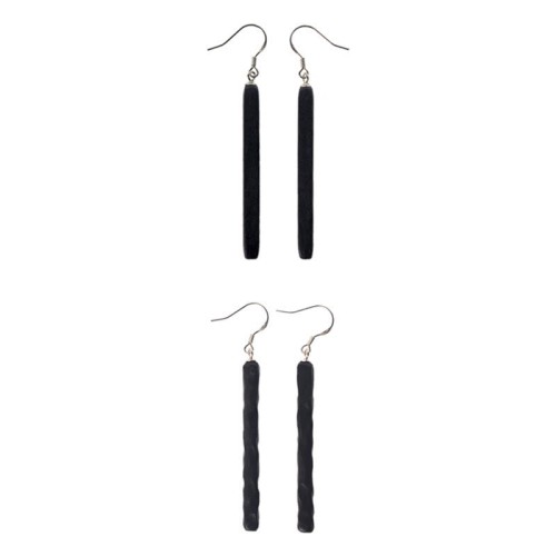925 Sterling Silver Ebony Wood Texture Peace Drop Earrings
