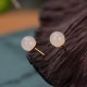 925 Sterling Silver Round White Jade Blessing Stud Earrings