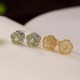 925 Sterling Silver Hetian Jade Plum Flower Luck Stud Earrings